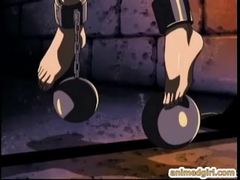 Roped anime threesome dildoed pussy
