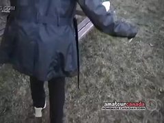 Big tit chubby girlfriend striptease outdoors