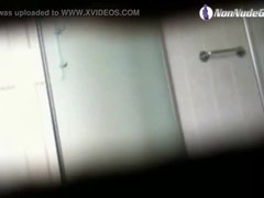 Awesome brunette washes pussy